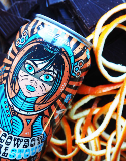 Space Cowboy sinaasappel choco Imperial Stout blikje en ingredienten